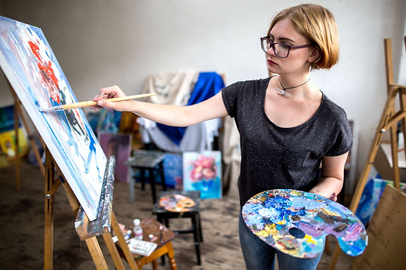 Artist Painting on Canvas